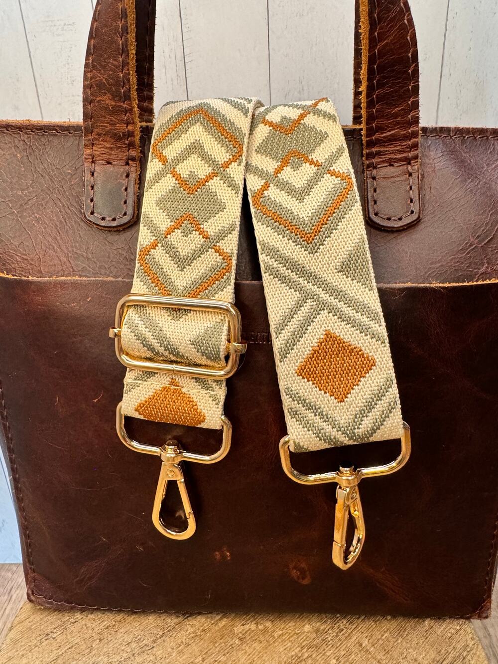 Woven Green Beige Fall Purse Strap Wide Crossbody Bag Strap Boho Purse Strap